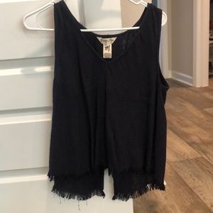 Raw hem tank with open back!